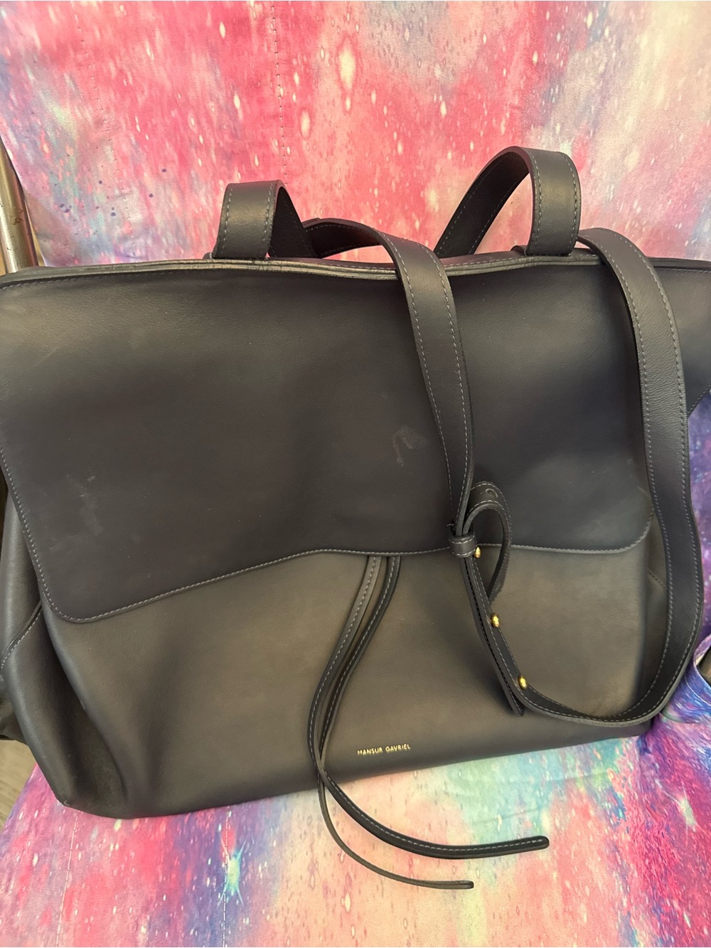 Mansur Gavriel Black Leather Purse with Gold Foil Logo